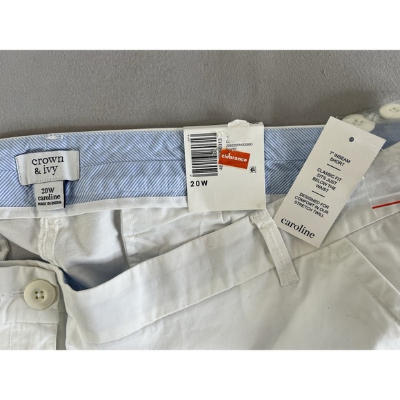 Crown & Ivy‎ Caroline Classic Fit Woman's Shorts White Size 20W NEW - Picture 5 of 7